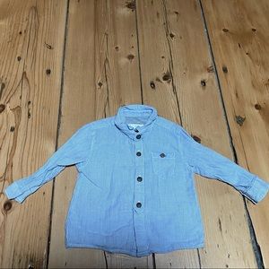 Zara boy 3-6 months white blue striped button down